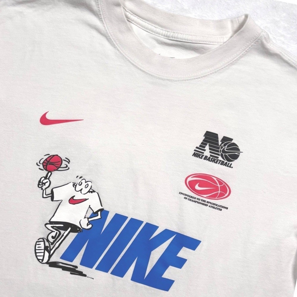 Nike Premium Basketball Max 90 T-Shirt Mens S White BYTC Swoosh Game On 2 Sided